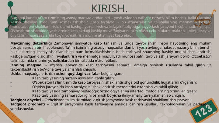 O‘QITISH JARAYONIDA KASB TARBIYASINI BERISH MASALALARI 3