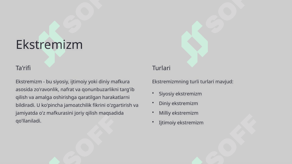 Diniy fanatizm, ekstremizm, fundamentalizm va terrorizmning tarixi va hozirgi davrda xavfsizlikga tahdidi 5