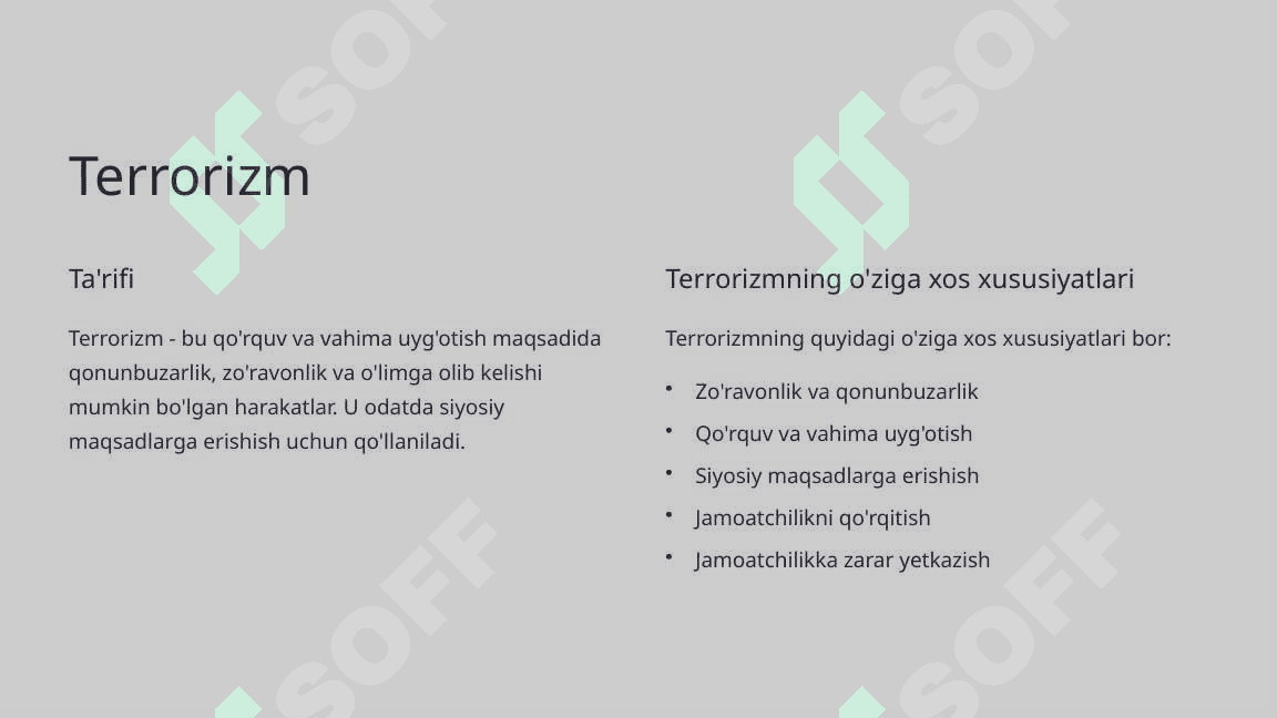 Diniy fanatizm, ekstremizm, fundamentalizm va terrorizmning tarixi va hozirgi davrda xavfsizlikga tahdidi 7