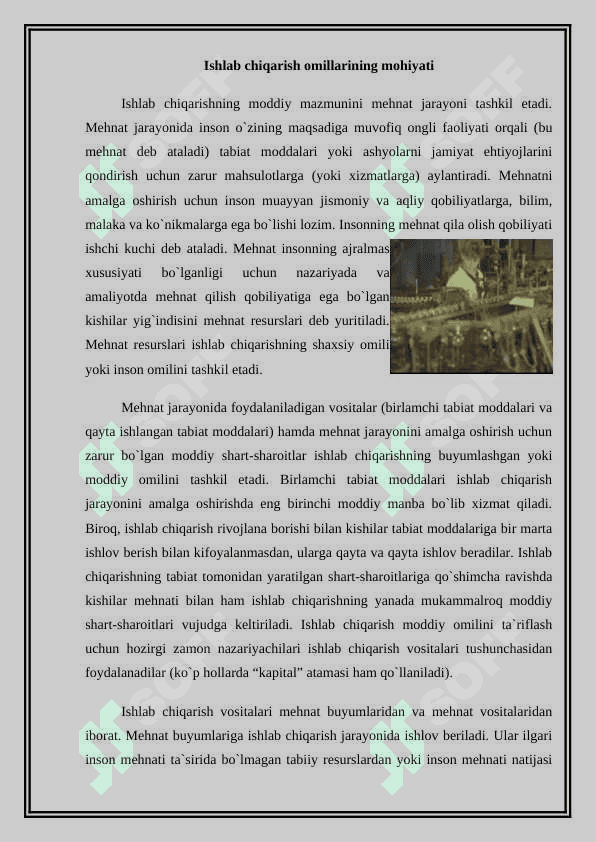 Ishlab chiqarish omillari va ularning turkimlanishi 2