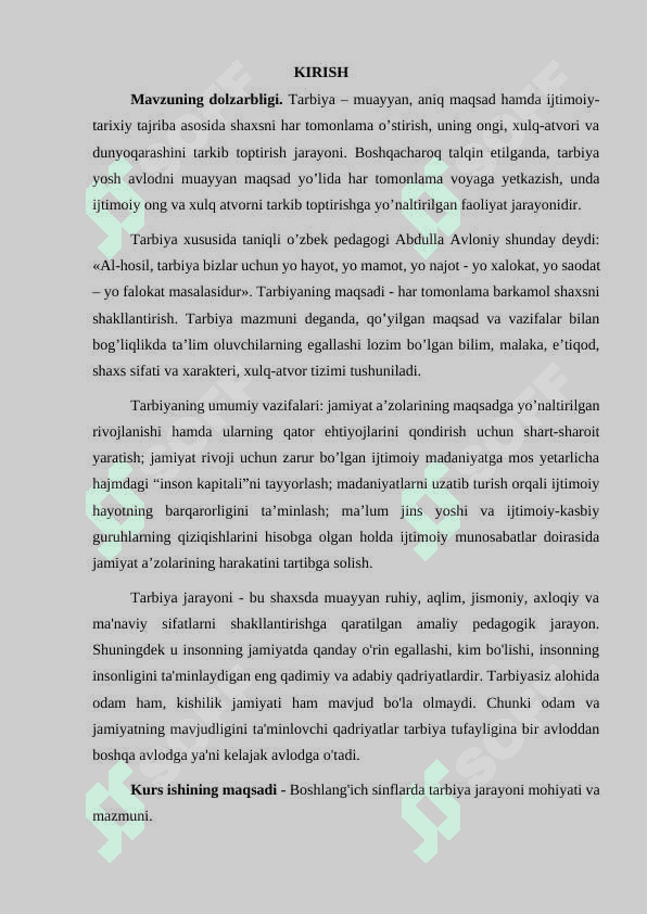 Boshlang'ich sinflarda tarbiya jarayoni mohiyati va mazmuni 3