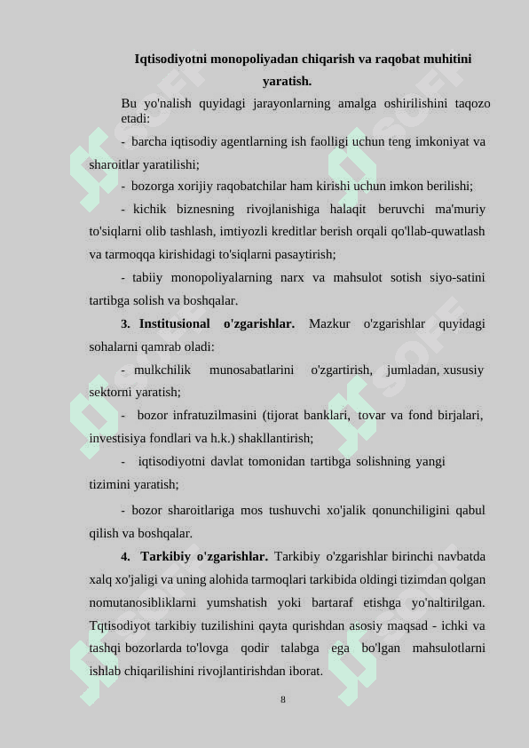 Bozor iqtisodiyotiga oʻtishning asosiy maqsadlari 8
