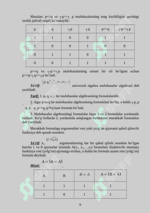 Mulohazalar, inkor dizyunksiya va konyuksiya 6