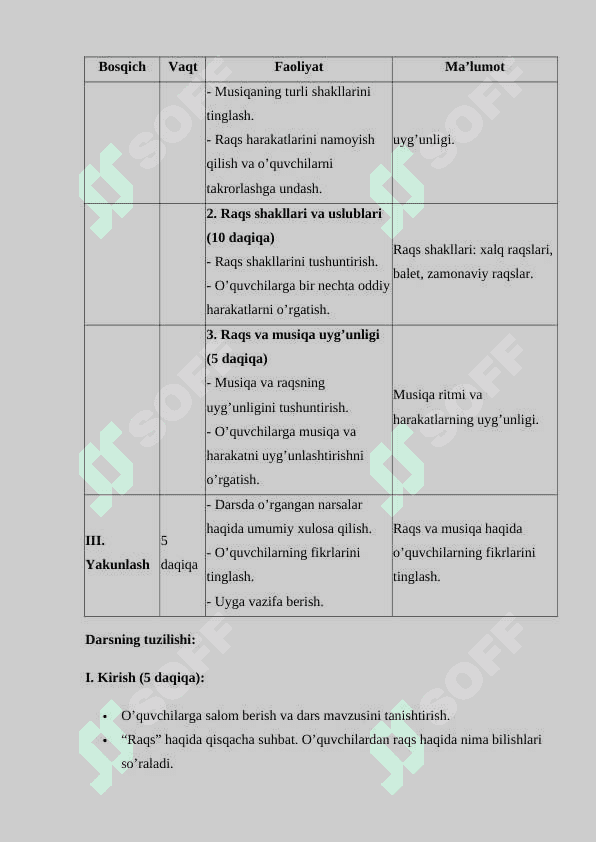 2-sinf musiqa Raqs Dars ishlanma 3