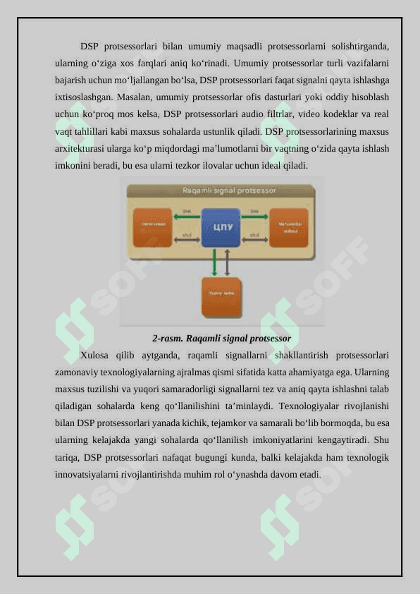 Raqamli signallarni shakllantirish protsessorlarining tuzilish sxemalari 6