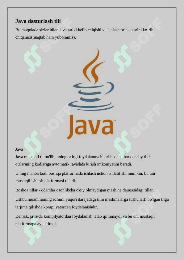 Java dasturlash tili haqida 2