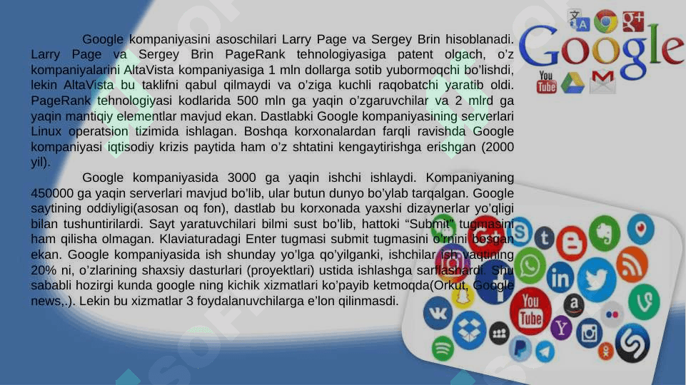 GOOGLE TARIXI, ILOVALARI VA UNING IMKONIYATLARI 4