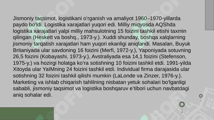 Logistikani boshqarishning uslubiy jihatlari 4