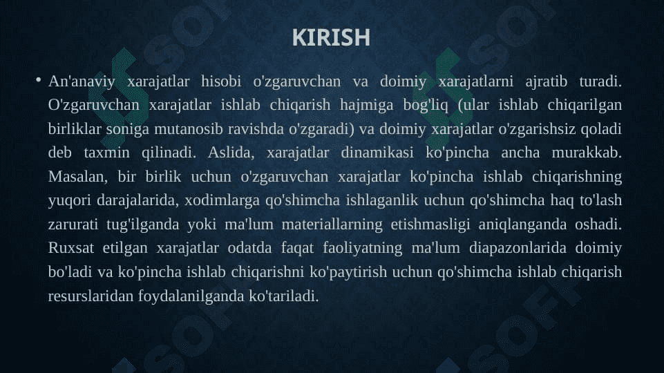 FAOLIAYT TURLARI BUYICHA XARJATLARNI HISOBGA OLISH (ABC USULI) 3
