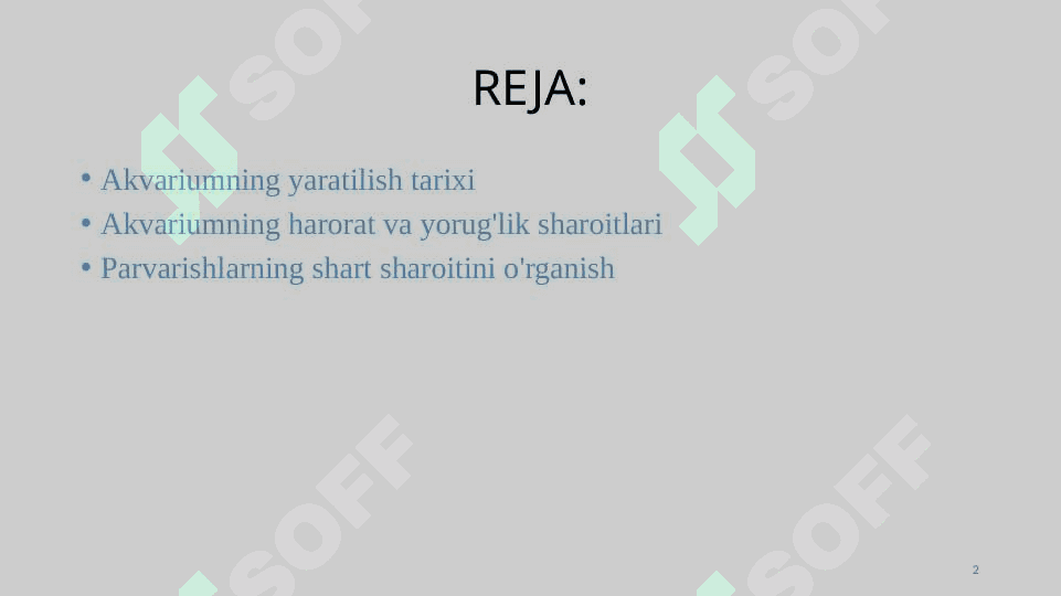 AKVARIUM VA TERRARIUMDA YASHOVCHILARNI PARVARISHLARNING SHART SHAROITINI O'RGANISH 2