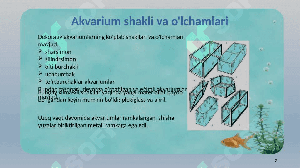 AKVARIUM VA TERRARIUMDA YASHOVCHILARNI PARVARISHLARNING SHART SHAROITINI O'RGANISH 7