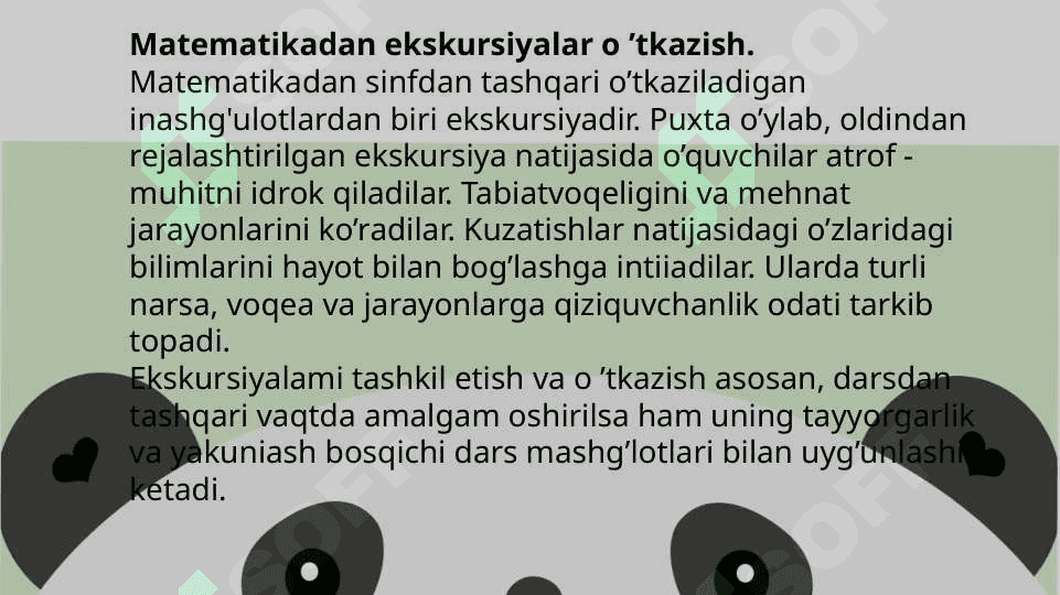 Matematikadan ekskursiyalar, ertaliklar, oʻyinlarni tayyorlash va oʻtkazish metodikasi. 3