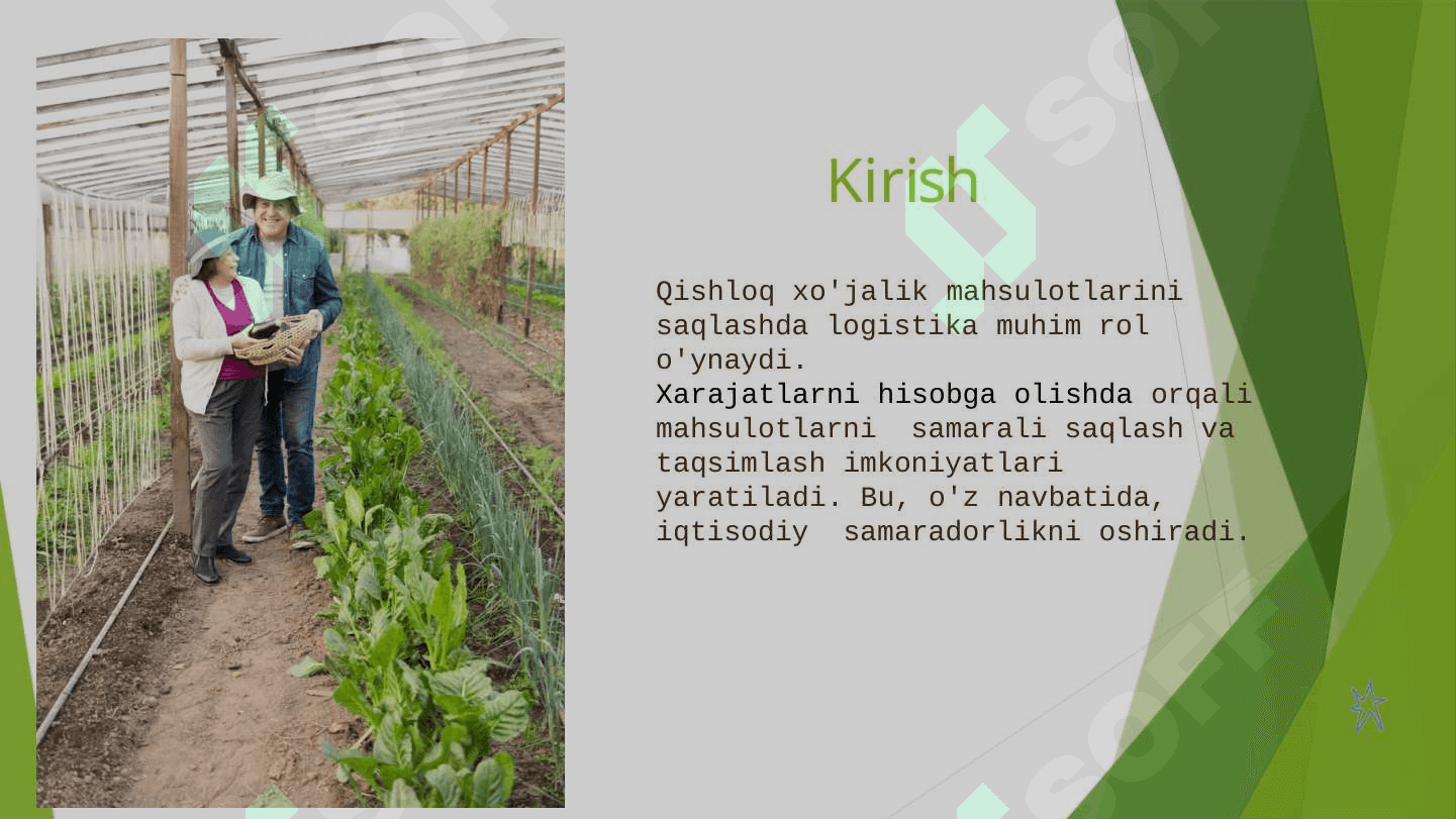 Qishloq xo'jalik mahsulotlarini saqlashda logistik xarajatlarni  hisobga olish 2