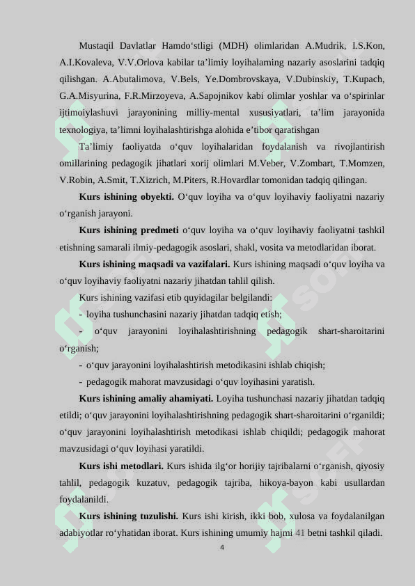 O‘QUV LOYIHA. O‘QUV LOYIHAVIY FAOLIYAT 4