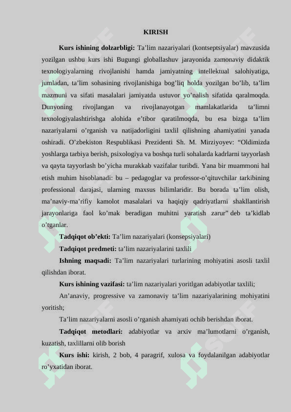 TA’LIM NAZARIYALARI (KONTSEPTSIYALAR) kurs ishi 3