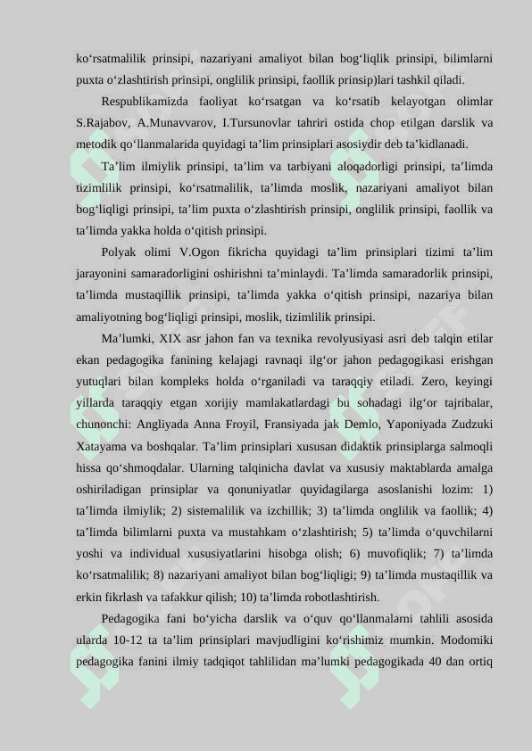 TA’LIM NAZARIYALARI (KONTSEPTSIYALAR) kurs ishi 5