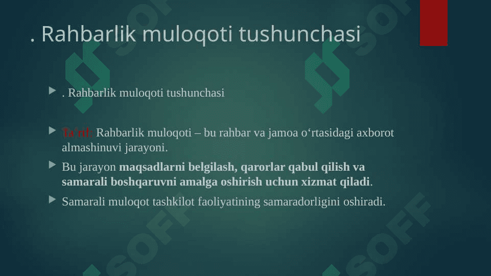 Rahbarlik muloqoti va uning bosqichlari hamda uning ahamiyati 2
