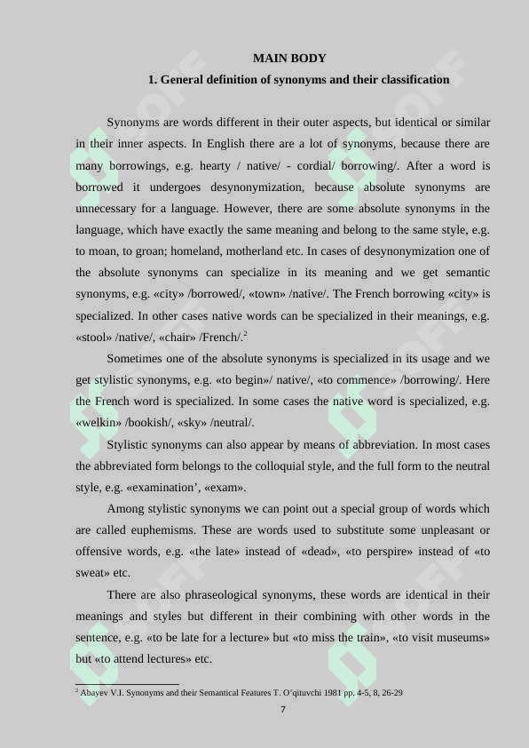 Semantic and stylistic synonyms. Stylistic use of synonyms 7