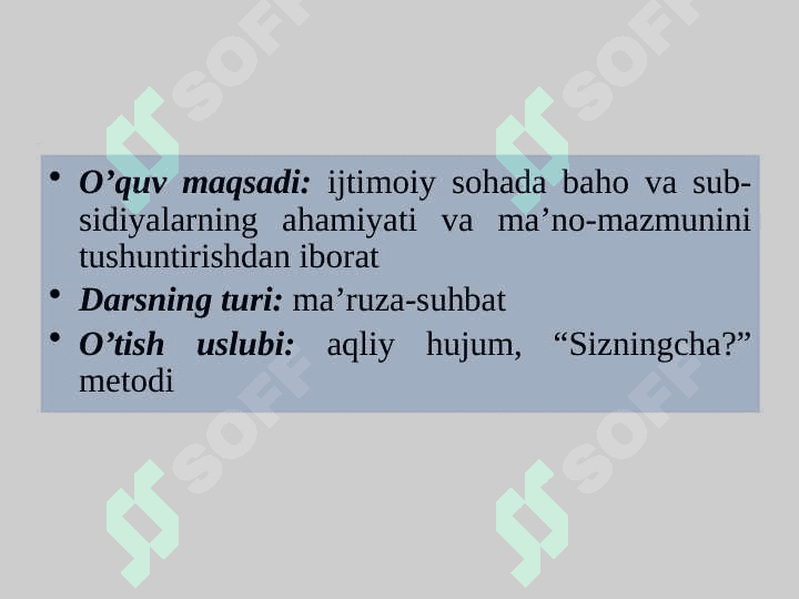 Ijtimoiy sohada baholar va subsidiyalar 2