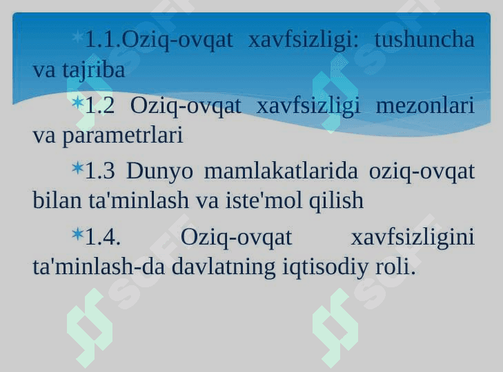Oziq-ovqat xavfsizligi - milliy oziq-ovqat bozori strategiyasi 2