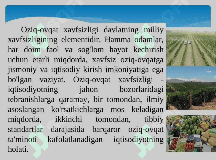 Oziq-ovqat xavfsizligi - milliy oziq-ovqat bozori strategiyasi 3