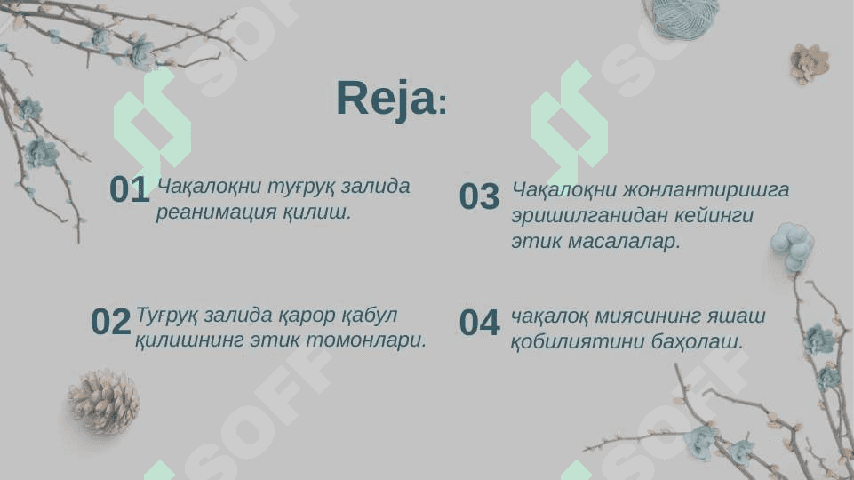 Yangi tug`ilgan chaqaloqlar reanimatsiyasining tug`ruq zalidagi etik tamoyillari 2