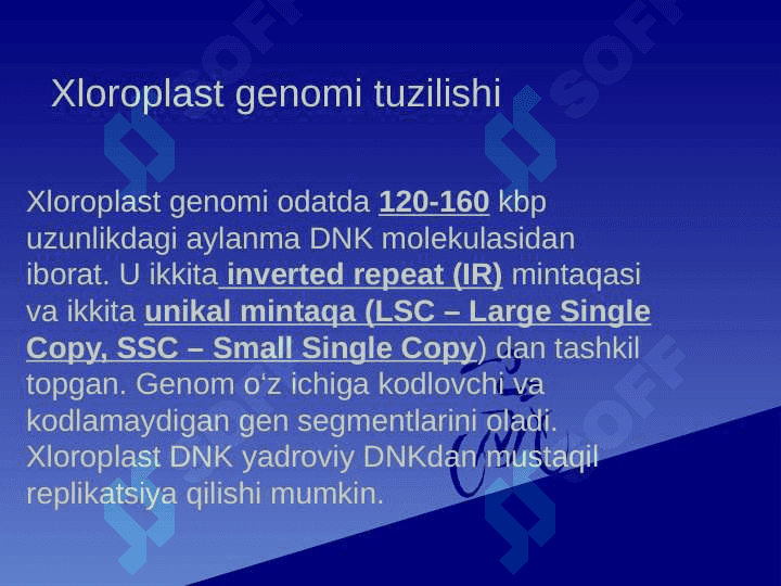 Xloroplast Geni . Xloroplast genomi Genetika va genomika asoslari fanidan taqdimot 5