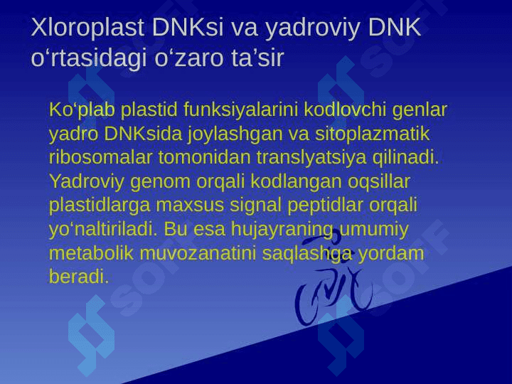 Xloroplast Geni . Xloroplast genomi Genetika va genomika asoslari fanidan taqdimot 8