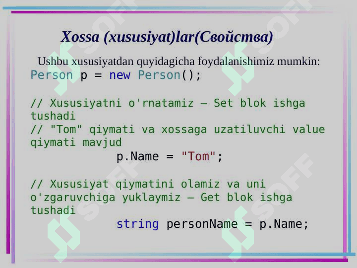 Xossa (xususiyat)lar(Свойства) 4