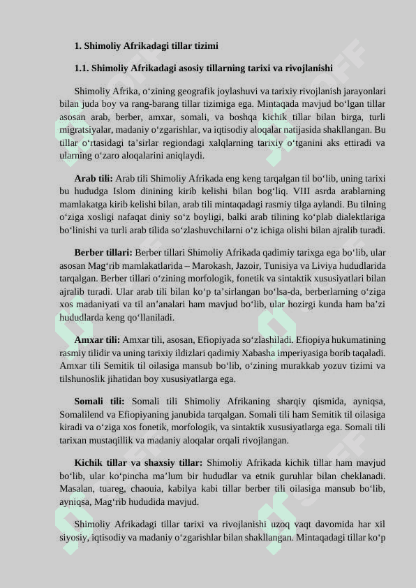 REFERAT Shimoliy Afrika tillari: turkiy, mongol, koreys, yapon va boshqa tillar 4