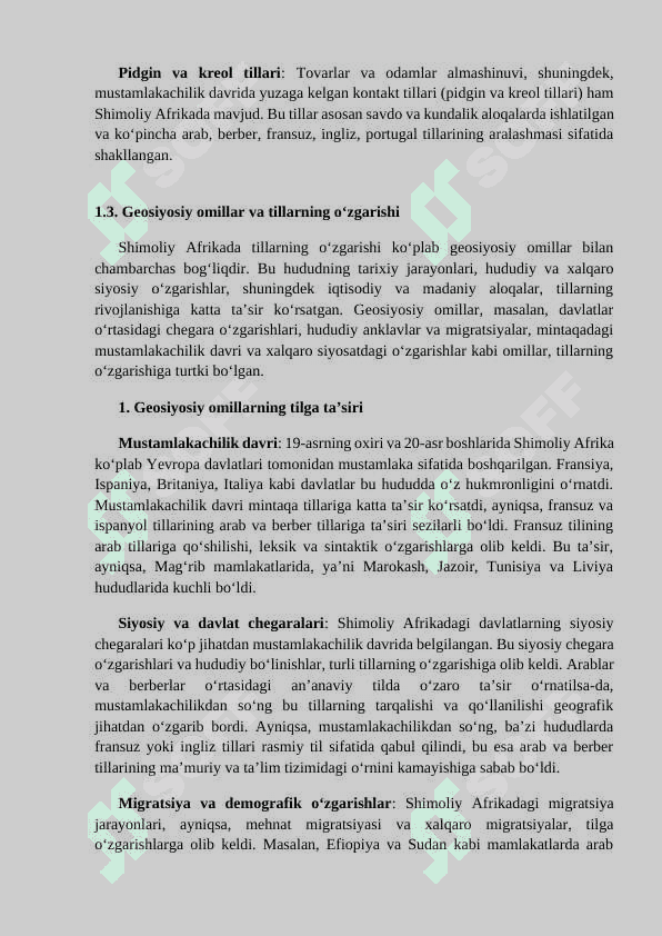 REFERAT Shimoliy Afrika tillari: turkiy, mongol, koreys, yapon va boshqa tillar 7