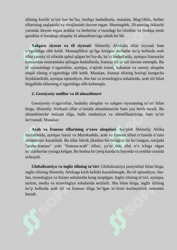 REFERAT Shimoliy Afrika tillari: turkiy, mongol, koreys, yapon va boshqa tillar 8