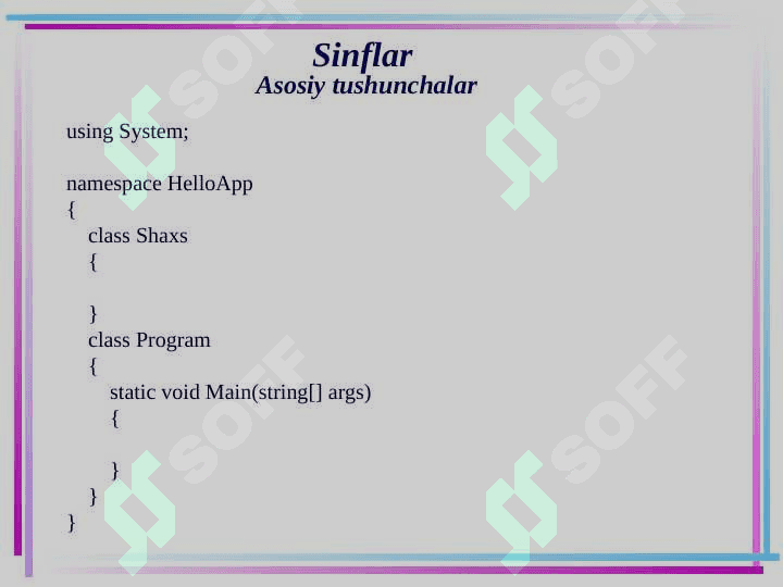 Sinflar Asosiy tushunchalar 4