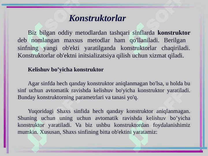 Sinflar Asosiy tushunchalar 7