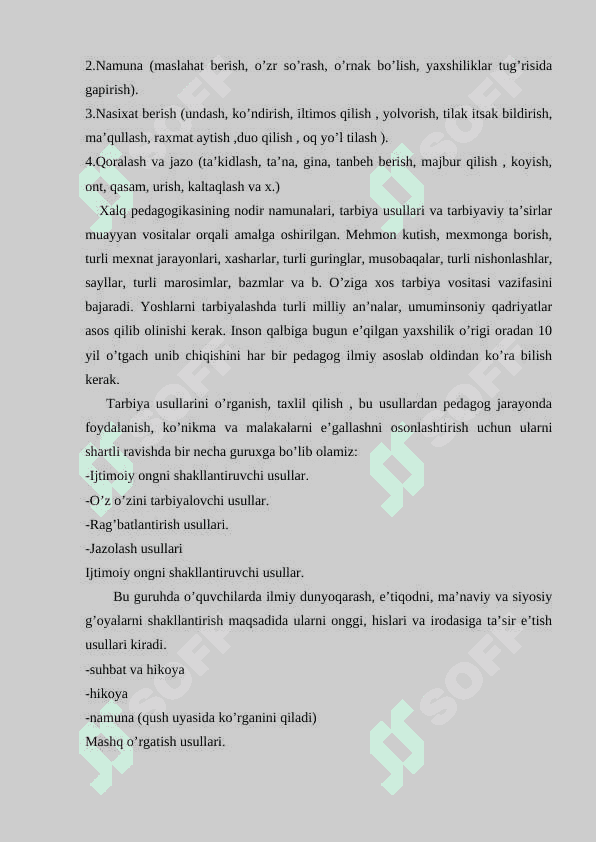 Milliy axloqiy tarbiyani amalga oshirishda milliy qadriyatlarning o’rni 8