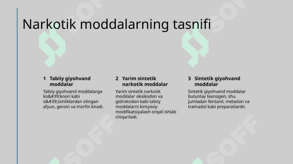 Tabiiy va sintetik giyohvand moddalar . Foyda va zarar . 3