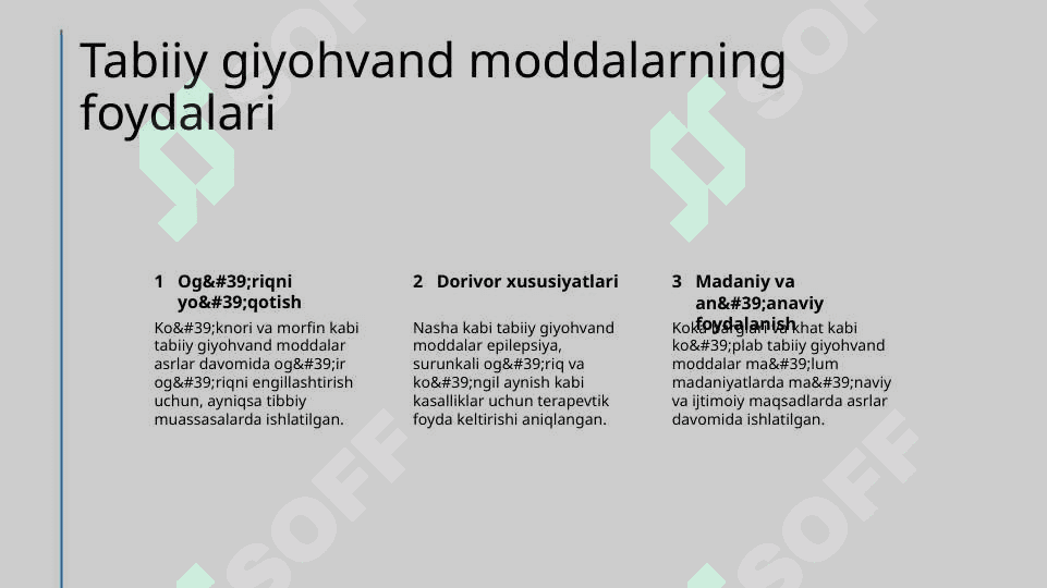 Tabiiy va sintetik giyohvand moddalar . Foyda va zarar . 4