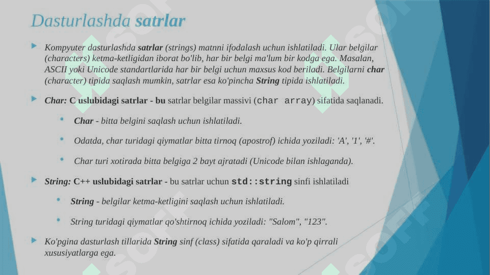 Satrlar va kengaytirilgan belgilar 3