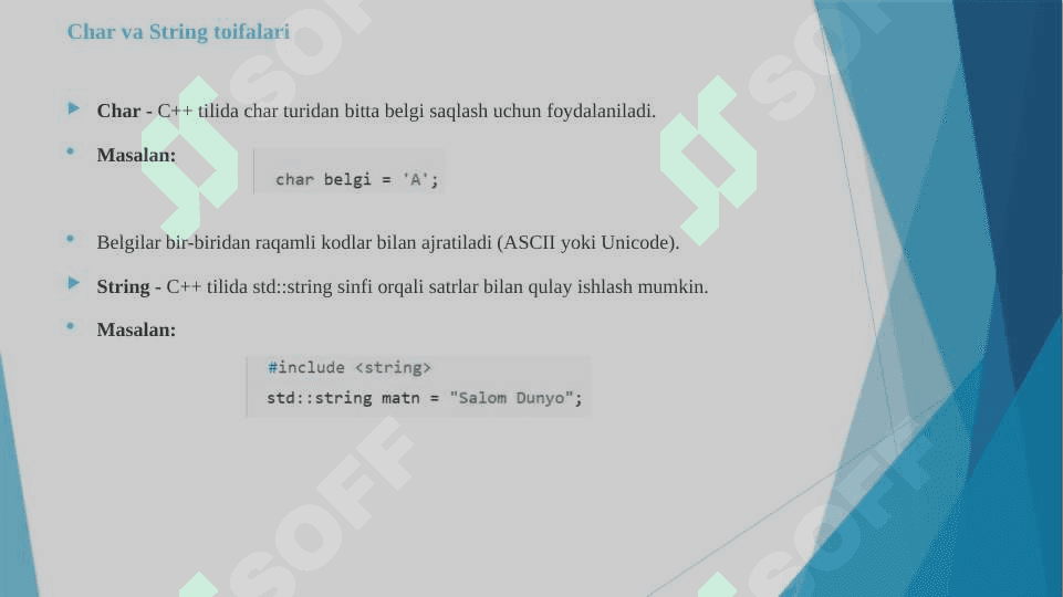 Satrlar va kengaytirilgan belgilar 4