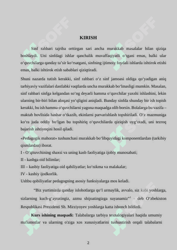 TARBIYAVIY ISHLARNI AMALGA OSHIRISHDA SINF RAXBARINING PEDAGOGIK MAHORATI 2