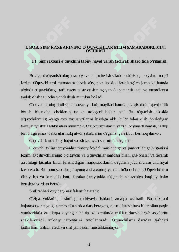 TARBIYAVIY ISHLARNI AMALGA OSHIRISHDA SINF RAXBARINING PEDAGOGIK MAHORATI 4