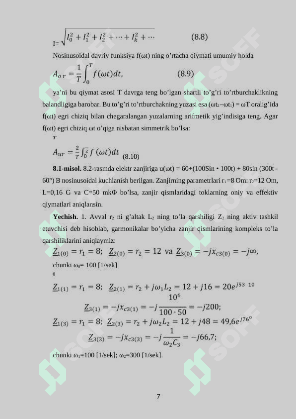 Nosinusoidal davriy kuchlanish va toklar. 7