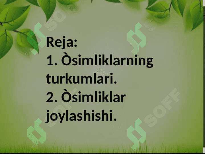 Òsimlik turkumlari va ularning tabiiy joylashishlari 2