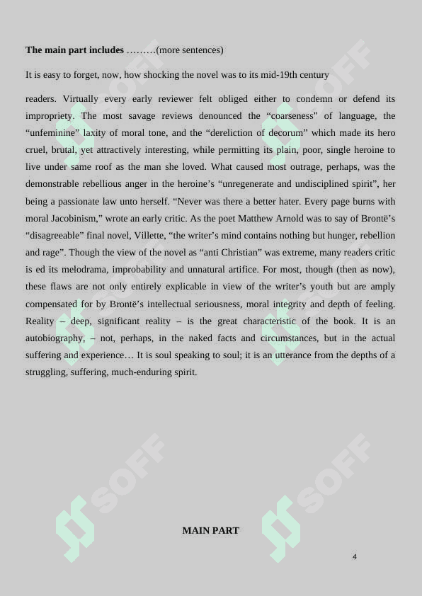The role of women in society in Charlotte Bronte’s novel “Jane Eyre” 4