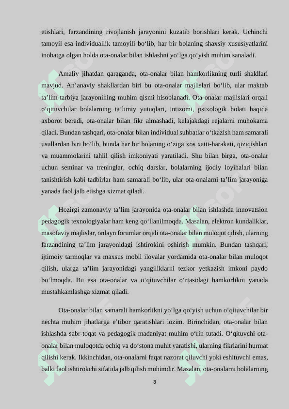Boshlangʻich sinf oʻquvchilarining ota-onalar majlisini tashkil qilish  metodikasi 8