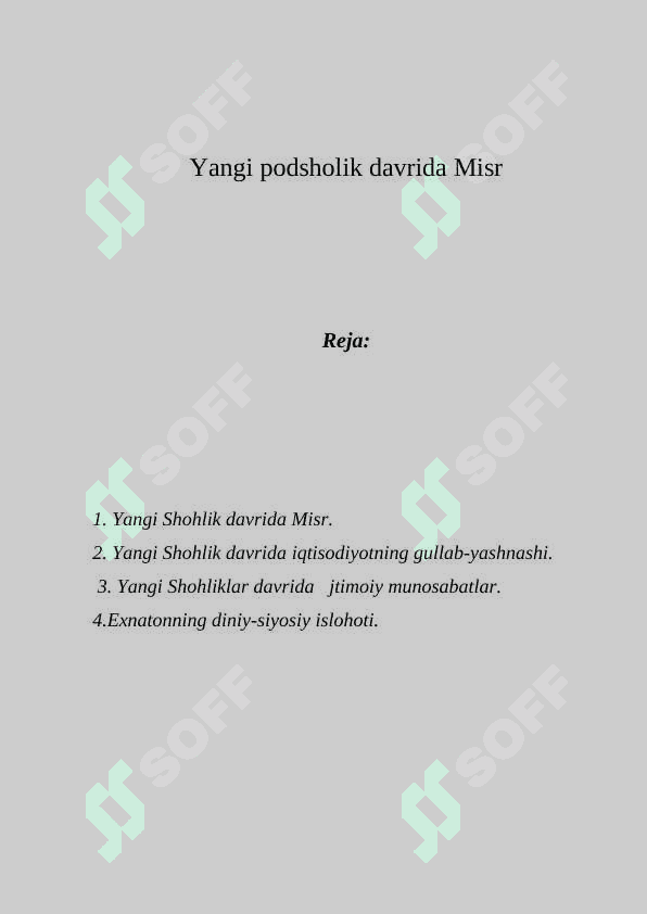 Yangi podsholik davrida Misr 2