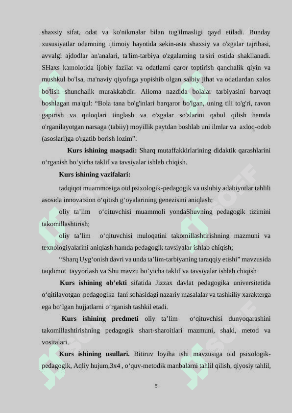SHARQ UYG`ONISH DAVRIDA PEDAGOGIK FIKR TARAQQIYOTI (Al-Xorazmiy, al-Farobiy, Abu Rayhon Beruniy, Abu Ali ibn Sinoning ta`lim-tarbiyaga oid qarashlari) 5