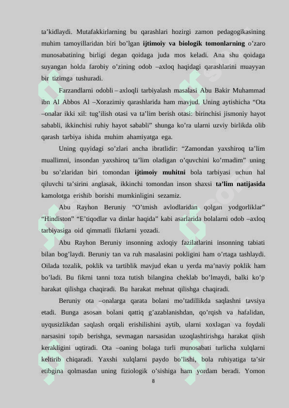 BOLALARNING QOBILIYATI VA ISTEDODLARINI RO`YOBGA CHIQARISHDA MAKTABNING ROLI 8