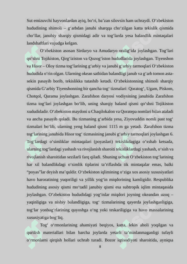 O‘zbekiston o‘simlik resurslari va ularni muhofaza qilish 8