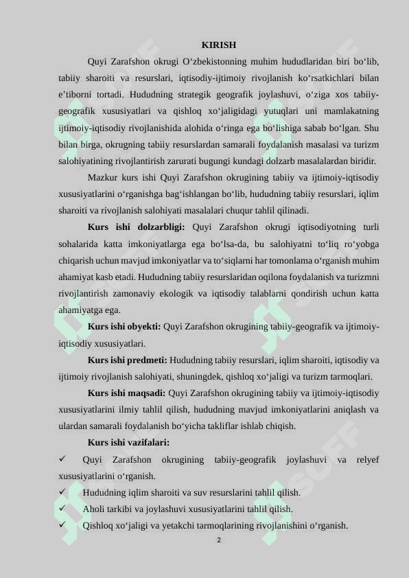 Quyi zarafshon okrugining umumiy geografik tavsifi 2